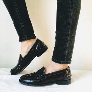 Vero Cuoio Italian Leather Loafers 37/6.5 Oxblood